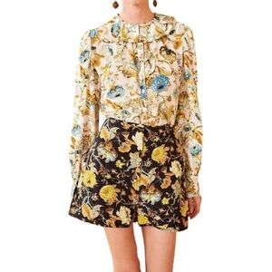 Ulla Johnson Cade Shorts Quilted Floral Baroque Silk High Waisted Size 00